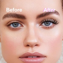 Lashes Natural Look Faux Mink Eyelashes Wispy Clear Band Lashes 16mm Natural False Lashes Cat Eye Short Strip Lashes Pack 14 Pairs