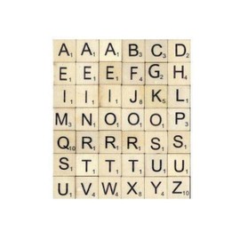 Artemio Set of 42 Alphabet Scrabble Wood, Beige, 12.5 x 18.5 x 1 cm