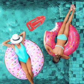 Relaxdays Inflatable Rescue Buoy, Set of 3, Rescue Board with Rope, for Carnival & Fancy Dress, Lifeguard Buoy, Red