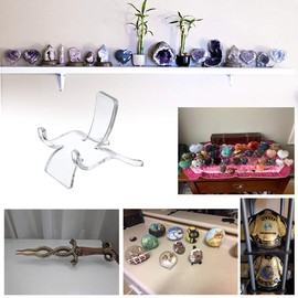 Hipiwe 10 Packs Acrylic Triangle Display Holder - Clear Plastic Display Easel Stands for Geodes Rock Mineral Agate Fossil Coral Small Collectibles Display Stands, Medium