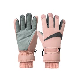 Feelorna Women's Winter Ski Gloves, Windproof Thermal Touchscreen Gloves, Waterproof Surface & Fleece Lined Winter Warm Gloves for Skiing, Cycling, Outdoor Sports (Pink)