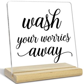 Funny Acrylic Desk Decor Gift for Bathroom Laundry Room, Wash Your Worries Away, Inspirational Gift fot Restroom Guest Bathroom Toilet Washroom