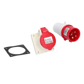 Enchufe Industrial de 4 Pines, IP44 Impermeable Conector de Enchufe Industrial Trifásico Latón Enchufe de Alimentación Enchufes de Conector Industrial Hembra Macho Enchufe y Acoplador 380V‑415V 16A