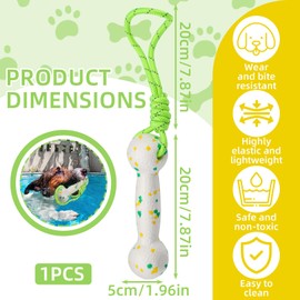 Roucerlin E-TPU Floating Dog Fetching Toys with Nylon Rope, Interactive Medium & Large Dog Water Pool Toys, Bumper Shape Puppy Retrieving Dummy for Training Exercise Fun (Green and White)