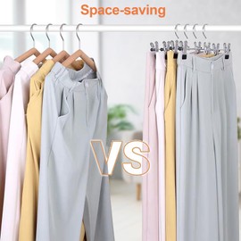 YORKING Trouser Hangers, 20 Pack Skirt Pant Hangers Metal Clips Adjustable Coat Hangers Space Saving Non-Slip Closet Organizer for Scarfs Jeans Clothes Skirt Towels