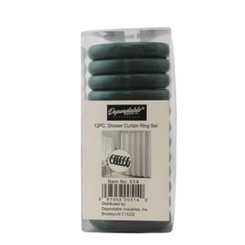 12 Piece Plastic Basic Locking Round Hook Easy Gliding Shower Curtain Rings Fits All Standard Size Shower Rods (Hunter Green)