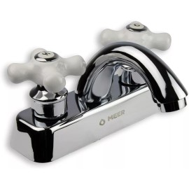 CNX Mezcladora Cromada De Lavabo Con Manerales Blancos