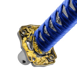 JDMBESTBOY Samurai Sword Blue White Shift Knob Shifter Alloy Katana Adapter Universal 26cm