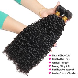 Water Wave Human Hair Bundles Unprocessed Brazilian Hair 3 Bundles(24 26 28 Inch)10A Grade Water Curly Human Hair Bundles Hair Weft for Black Women Natural Color