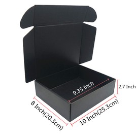 Black Cardboard Shipping Box 10 x 8 x 2.7 Inch Corrugated Packaging Storage Boxes 10 Pack (Inside Size: 9.35 x 7.8 x 2.6)