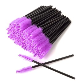 AIBAOBAO AIBAOBAO 100 PCS Purple Eyelash Brushes Spoolies, Eyelash Extension Spoolie Brushes for Extensions, Women and Girls Eye Brow Spoolie Castor Oil Brush Mascara Wands Cosmetic Spoolies Makeup Tools, Gift