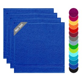 Lashuma Linz Kitchen Towels Cotton 50 x 50 cm Set of 4 Terry Towelling Hand Towels Royal Blue