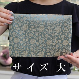 念珠 Dot Comme Des Mala, after this in 古渡 donsu < Peony 浅葱 · LARGE >【 念珠 Put Through Book Bags Large Mala Bag Zippered]