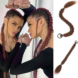 Ponytail-Extensions-for-Black-Women Draw-String-Ponytail-for-Black-Women24inch 2pc Braided-Ponytail-Extension Braid-Extensions-Long-Braided-Ponytail-Extension-for-Black-Women (reddish brown)