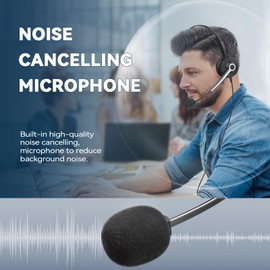 Wantek Headsets 682N with Microphone Stereo Sound Headphone with Noise Canceling Mic for Call Center Office Work Business Team Meetings Driving, Black