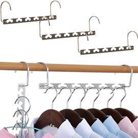 fogman Hanger, Horizontal and Vertical Stainless Steel, Space Saving, Storage Up, Holds 12 Clothes, Set of 3 (Silver)