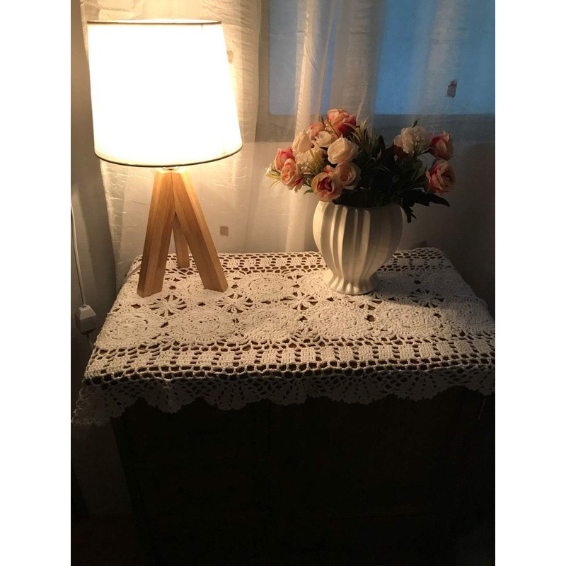 Damanni Rectangular Cotton Handmade Crochet Lace Table Runner Doilies Dresser