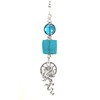 Glass Teal Green-Blue Silver Dragon Ceiling Fan Pull/Light Pull Chain
