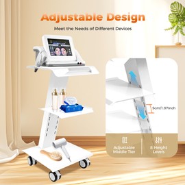 DNYSYSJ Lab Trolley,Multi-Function Metal Mobile Trolley w/Built-in Socket,3 Layers Tray Rolling Clinic Cart,360° Silent Rolling Wheels for Lab Clinic Salon