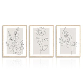 Dazzlewall Abstract Botanical Wall Decor Poster Minimalist Flower Line Wall Poster for Bedroom Living Room Decor 12x16 in Unframed Set of 3
