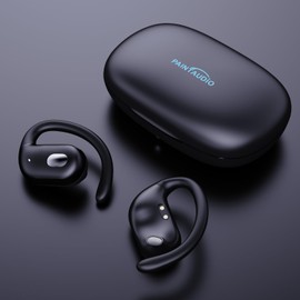 PAINTAUDIO - Auriculares abiertos con auriculares inalámbricos Bluetooth 5.2, conducción de aire, hasta 45 horas, alta calidad de sonido con controladores interestelares duales de 16.2 mm, NFC