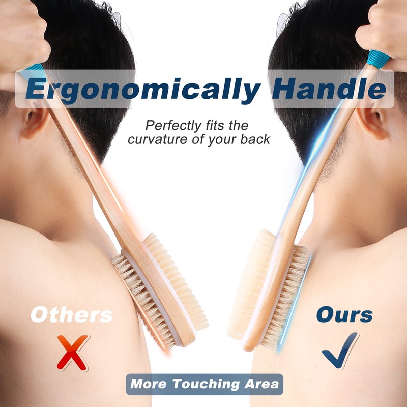 KIPRITII Ergonomically Back Scrubber for Shower - Double-Sided Back Brush