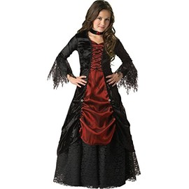 InCharacter Costumes, LLC Girls 2-6X Gothic Vampira Gown Set, Black/Burgundy, Small