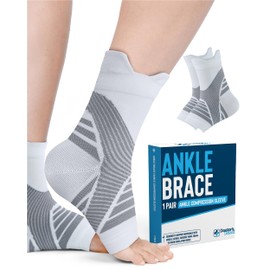 Doctor's Select Copper Ankle Support for Women, Ankle Compression Socks for Women, Toeless Compression Socks, Achilles Tendon Support, White