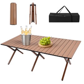 ZEMBSOYA Camping Table High Load Bearing Metal Folding Portable Picnic Table for Outdoor BBQ Beach