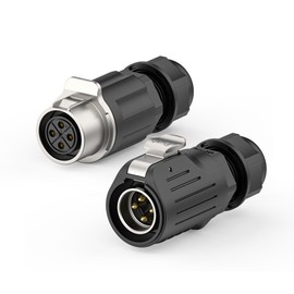 Aviation Plug 4 Pin Waterproof Connector, Arector Screw Press Quick Locking Connector, IP68 Circular Connector for Industrial, Power, Car, and Other Indoor/Outdoor Male and Female Plug