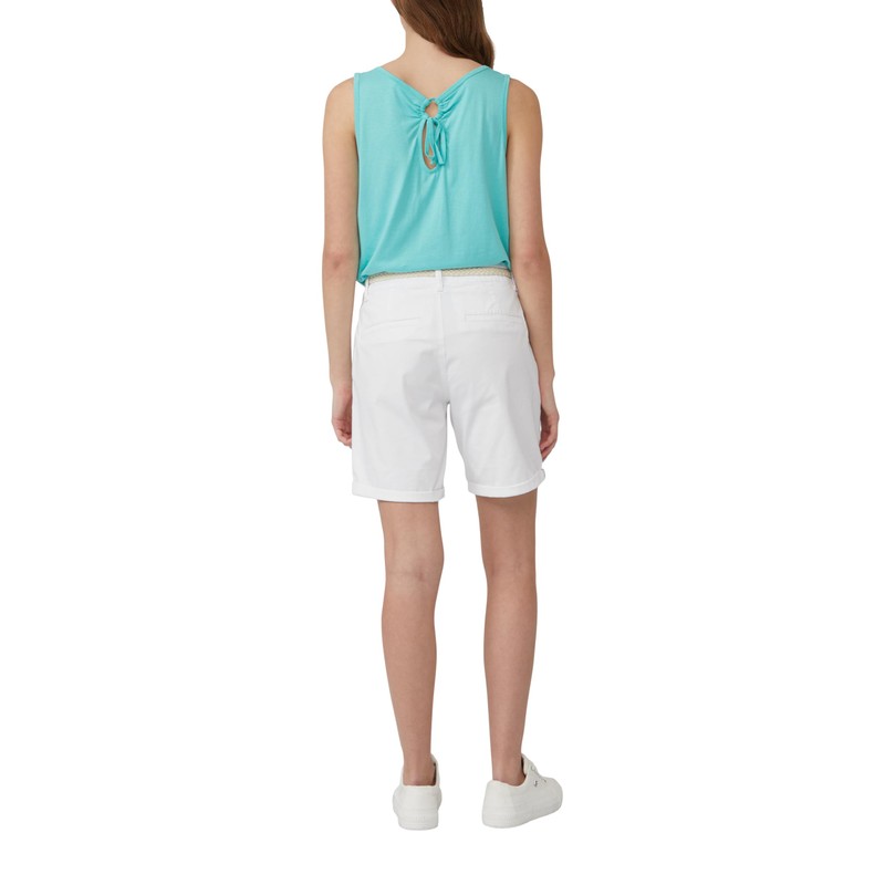s.Oliver Shorts with Braided Belt and Garment Dye, White, 42