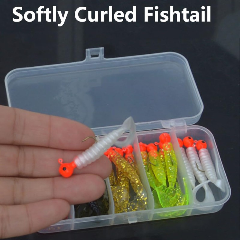 Fishing Soft Lures Set, 5.5cm Fishing Tackle 3.5g Jig Heads