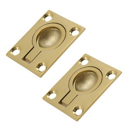 Nicerity 2 Pcs Gold Boat Hatch Latch Cabinet Flush Mount Lifting Ring Pull Handle Stainless Steel Flush Ring Pull, 1.8"x1.4"
