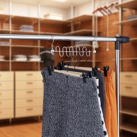 Relaxdays Space-saving, Set of 5, for 10, Multiple Hangers, HWD: 41.5 x 5 x 3.5 cm, Metal, Silver, Iron