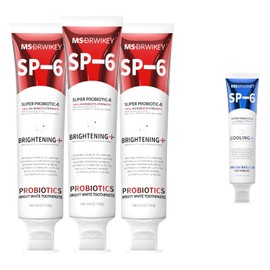 Paquete de 3 pasta de dientes blanqueadora SP-6 | 6 probióticos para la salud bucal | Protección de placa y aliento fresco | Pasta dental refrescante SP-6 gratis
