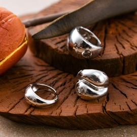 KURTCB Chunky Open Ring 14k Gold Plated Minimalist Adjustable Dome Teardrop Wide Bold Statement Ring for Women (S-Set)