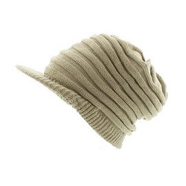 Milani Rasta Ribbed & Slouchy Short Brim Beanie Cap - Cotton and Stripes