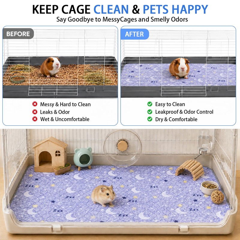 Fnaobai Guinea Pig Cage Liner 2 Pack Super Absorbent Washable