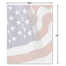 American Flag Patriotic Letter Papers - Set of 25, American Flag stationery papers, 8 1/2" x 11", compatible computer paper, Patriotic Letterhead, 4th of July flyers, Veterans Day, Memorial Day
