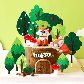 JeVenis Woodland Animal Cupcake Toppers Woodland Theme Cupcake Toppers Woodland Creatures Cupcake Picks for Foxes Baby Shower Woodland Party