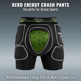 REKD Energy Impact Shorts, Black S, Comfortable and Breathable with Removeable Tail Bone Protector, Padded Crash Pants for Skateboarding, Scootering, Longboarding, Skating, BMX, MTB, Snow and more.