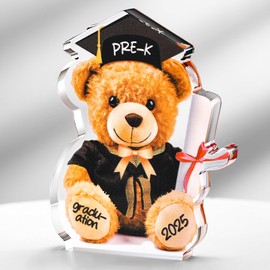 Jetec 2025 Kindergarten Graduation Gift Kindergarten Acrylic Bear Graduation Keepsake Paperweight with Graduation Certificate Student Customized Gift Decoration Graduation Party Favor (Pre-k)
