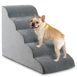 5-Step Dog Stairs, 22.6” High Foam Pet Ramp for Small Dogs & Cats – Durable Waterproof Washable Cover, Non-Slip Base, Stable Indoor Ladder for High Beds and Couch (Grey)