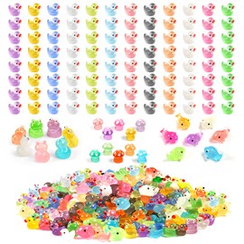 120 Pcs Luminous Mini Resin Ducks Glow in The Dark Animals Duck Frog Dolphin Mushroom 4 Combination Sets for Garden Miniature Figure Landscape Aquarium Hide and Seek Prank Dollhouse Decor
