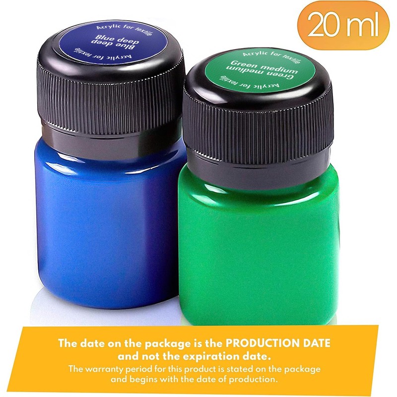 Decola Acryl-Textilfarbe Set | 5x20 Ml Waschmaschinenfeste Stofffarben + 2x18ml