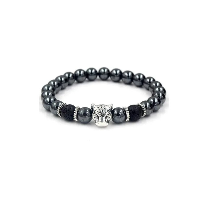 Pulsera De Jaguar Con Piedra Volcánica