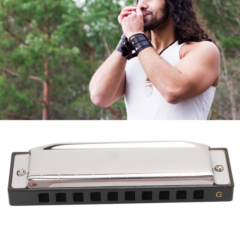 G Key Harmonica 10 Hole 20 Tone Mouth Organ Rust