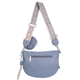 irisaa Women's Crossbody Bag, 3-in-1 Shoulder Bag, Bum Bag with Zip and Adjustable Wide Strap, Handbag for Men and Women, Blue Double