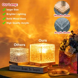 Aurora Ocean Wave Lights Projector Rechargeable, Touch Cube Color Changing Light with 16 Colors 4 Modes Dimmable Cordless Mood Lamp for Shower, Northern Light for Bedroom Bathroom, with Remote (Large)