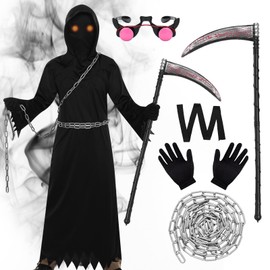 Angenster Halloween Reaper Cosplay Costume, For Children, Cape, Costume, Boys, Girls, Disguise, Popular, Activities, Fear, Stage Wear, Year-end Party, Performing Clothes, School Festivals, Cultural